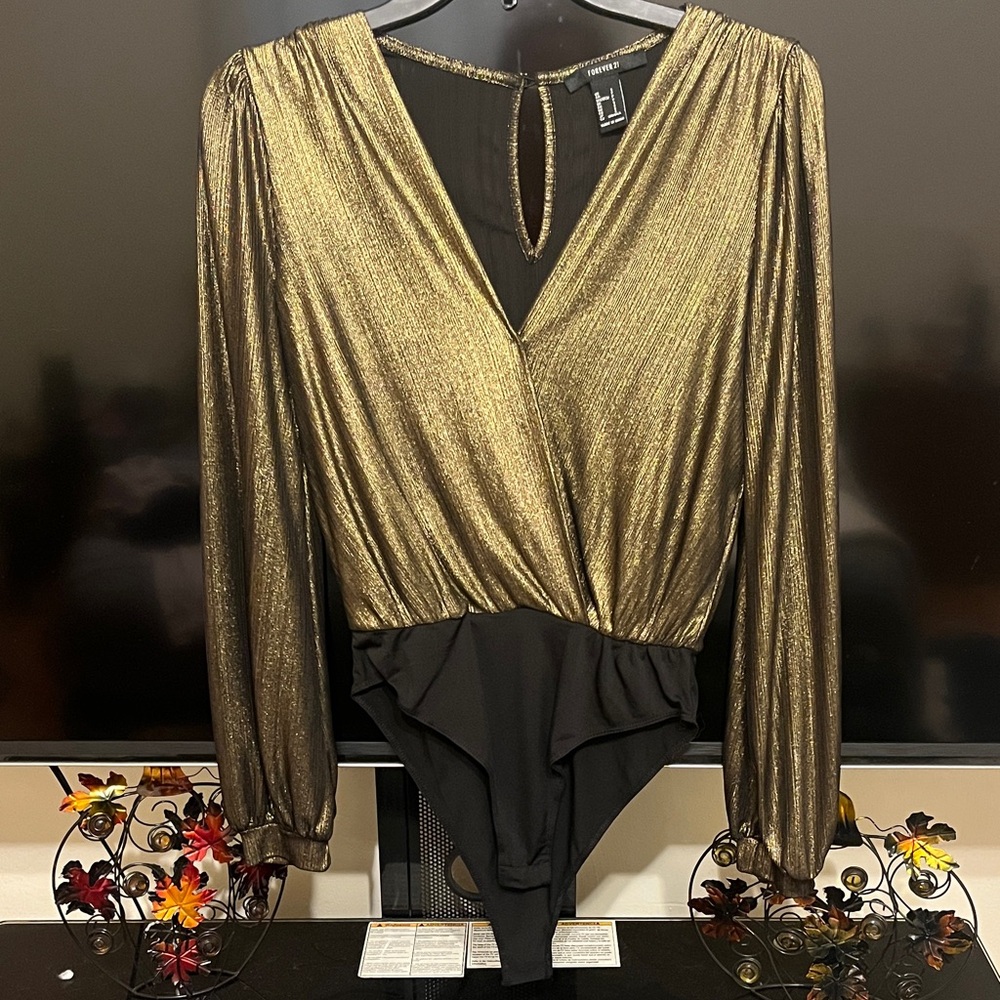 Forever 21 Gold and Black Bodysuit